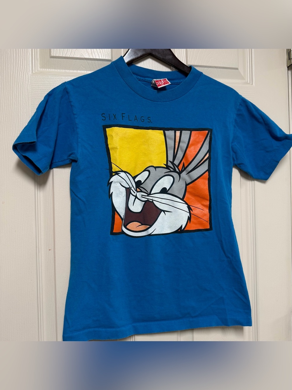 Six Flags 1991 Kids Blue Bugs Bunny Graphic Tee